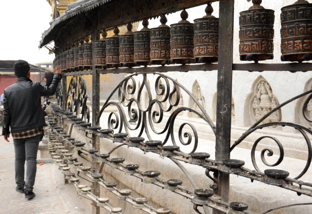 2 Swayambhu spinning prayer wheels
